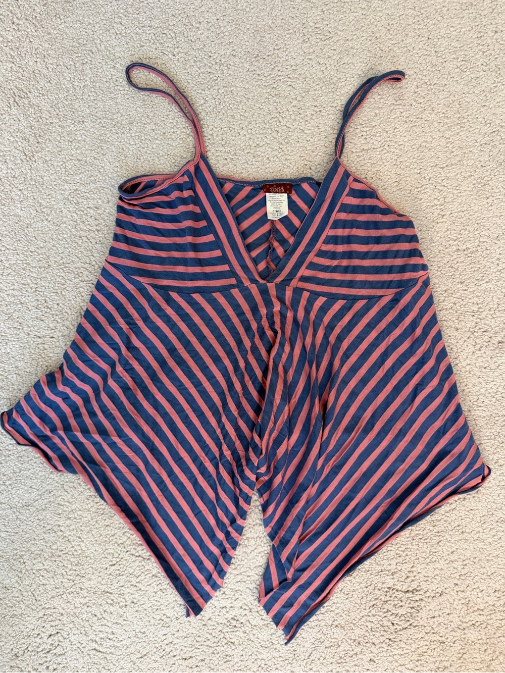 Y2K Handkerchief Coral & Blue Striped Camisole